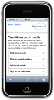 Teeofftimes.co.uk mobile web site